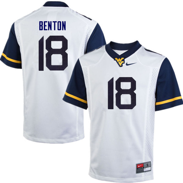 NCAA Men's Charlie Benton West Virginia Mountaineers White #18 Nike Stitched Football College Authentic Jersey JO23P25AT